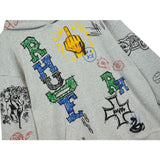 Rhude Hoodie Hand Painted Graffiti Printing Couple Hooded Sweater Hoodie