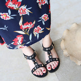 Flat Dress Sandals Bohemian Style Casual Large Size One Strap Flat Beach Sandals for Women
