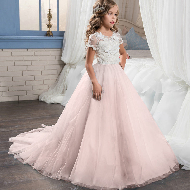 First Communion Dress Vestidos De Primera Comunion Lace Ball Gown Girl Party Princess Pageant Gown Handmade Embroidery Dress