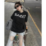 Saint Michael T Shirt Vintage Distressed Loose-Fitting Casual T-shirt
