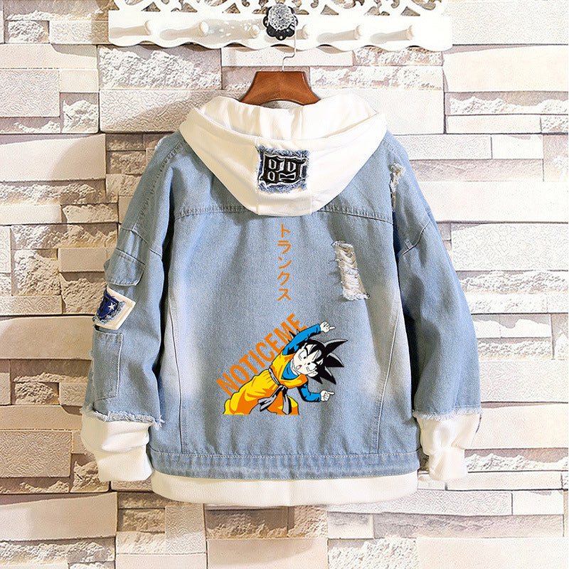 Comic Denim Jacket Men and Women Spring and Autumn Denim Coat Top