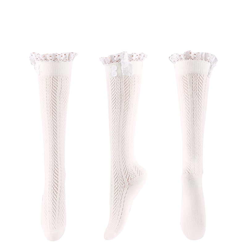 Winter Thick Knit Thigh High Socks Long Stockings Boot Lace Button Bunching Socks Hollow Knitted