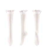 Winter Thick Knit Thigh High Socks Long Stockings Boot Lace Button Bunching Socks Hollow Knitted