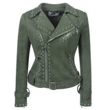 Leather Biker Coat Gothic Leather Jacket Women Pu Jackets Fashion Long Sleeve Motorcycle Jacket