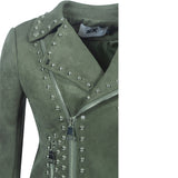 Leather Biker Coat Golden Leather Jacket Women Pu Jackets Rivet Punk Jacket