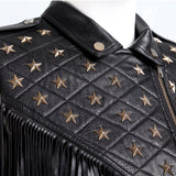 Leather Biker Coat God Leather Jacket Women Pu Jackets Tassel Coat Short Lapel Zipper Motorcycle Clothing