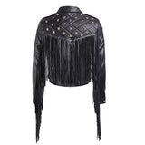 Leather Biker Coat God Leather Jacket Women Pu Jackets Tassel Coat Short Lapel Zipper Motorcycle Clothing