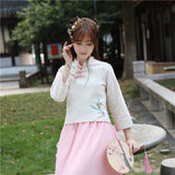 Chinese Traditional Dress Fresh and Elegant Daily Cheongsam Waist-High Ruqun Flower Embroidery