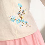 Chinese Traditional Dress Fresh and Elegant Daily Cheongsam Waist-High Ruqun Flower Embroidery