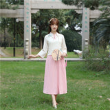Chinese Traditional Dress Fresh and Elegant Daily Cheongsam Waist-High Ruqun Flower Embroidery