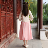 Chinese Traditional Dress Fresh and Elegant Daily Cheongsam Waist-High Ruqun Flower Embroidery