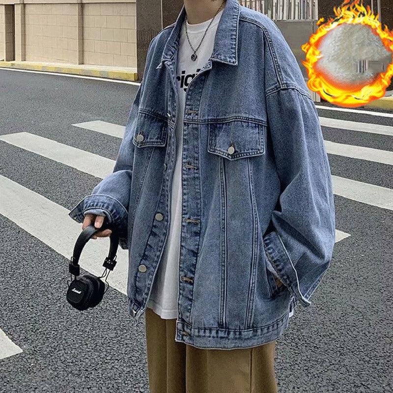 Men Denim Jacket Autumn Denim Jacket Men's Spring and Autumn Coat