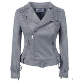 Leather Biker Coat Gothic Leather Jacket Women Pu Jackets Fashion Long Sleeve Motorcycle Jacket