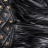 Leather Biker Coat God Leather Jacket Women Pu Jackets Tassel Coat Short Lapel Zipper Motorcycle Clothing