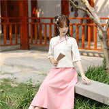 Chinese Traditional Dress Jacket and Dress Ancient Costume Fresh and Elegant Daily Suit