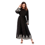 Muslim Women Stylish Kashibo Abaya Muslim Ladies Long Gown Islamic Clothing Jilbab Jalabiya Embroidered Bead Long Sleeve Dress for Women