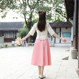 Chinese Traditional Dress Jacket and Dress Ancient Costume Fresh and Elegant Daily Suit