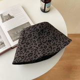Leopard Fur Hat Summer Retro Double-Sided Sun Protection Hat
