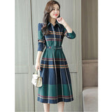 Long Sleeve Plaid Shirt Dress