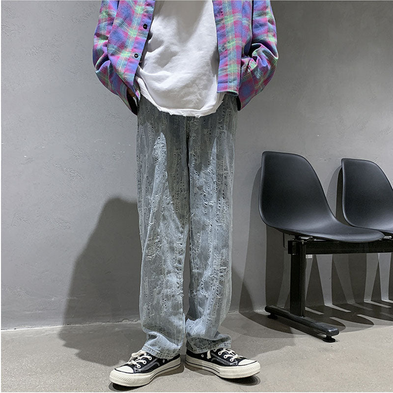 Kanye West Sunday Service Pant Vintage Scrape Jeans Men's Loose Straight