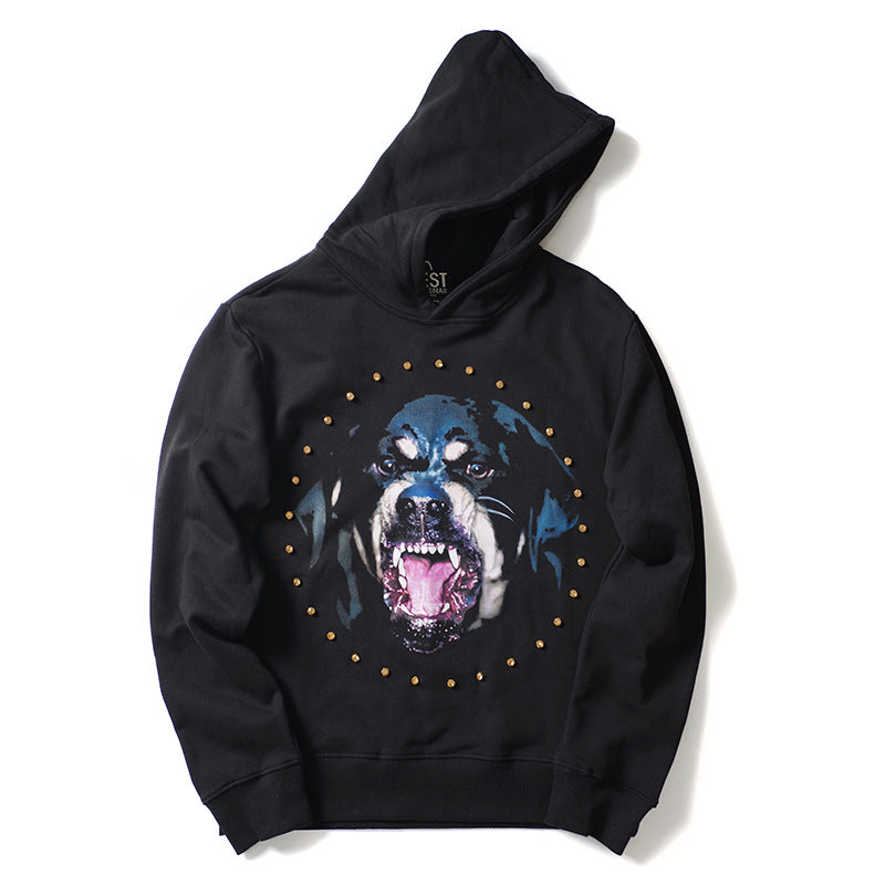 GVC Hoodie Diamond Dog Head Pattern Cotton Hooded Sweater