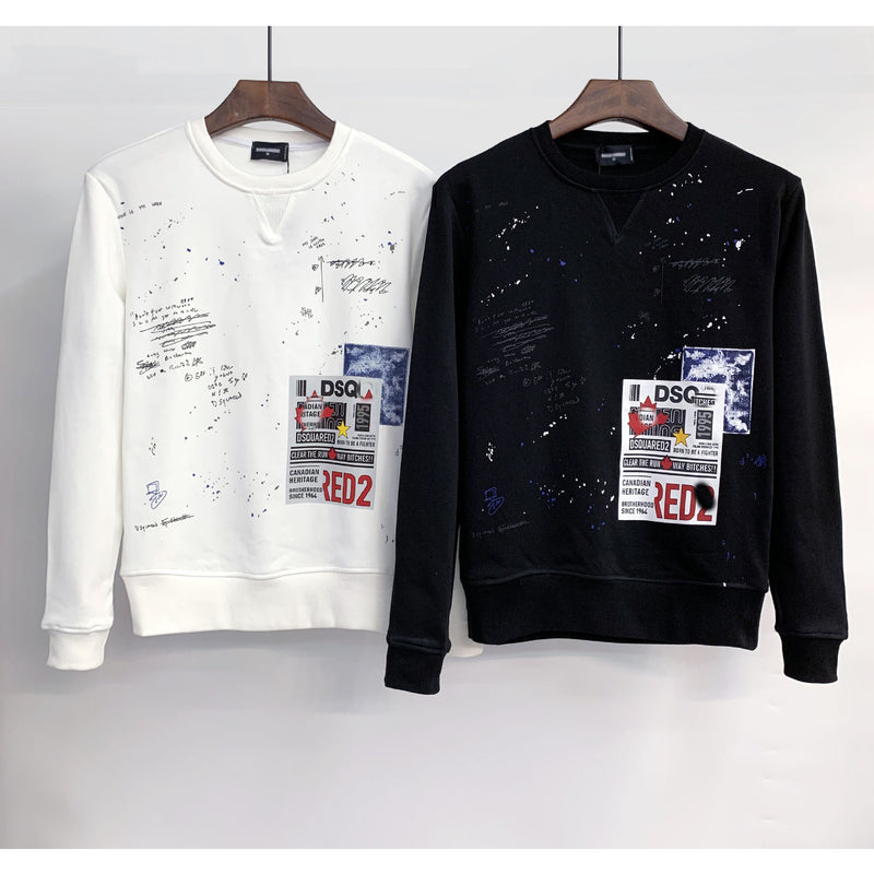 Dsq2 Hoodie DSQ Lian D2 Map Printed Sweater Trendy Men's Autumn and Winter