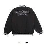 White Varsity Jacket Loose Street Baseball Uniform Men's Theme Letter Couple Cotton Jacket Jacket