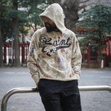 Saint Michael Hoodie Kapok Graffiti Printing Distressed Hoodie Loose Fashion