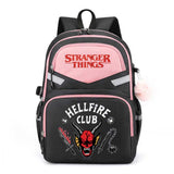 Stranger Things Hellfire Club Backpack USB Rechargeable Student Schoolbag