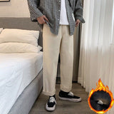 Men Pants Men's Casual Pants Fall/Winter Slim Solid Color Cotton