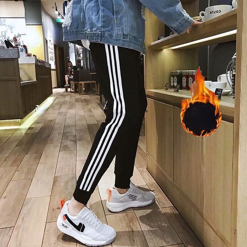 Men Pants Fleece-Lined Long Pants Men's Casual Pants Autumn and Winter Sports
