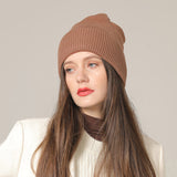 Toboggan Hat Cap Men's and Women's Autumn and Winter Keep Warm Pure Color Knitted Wool