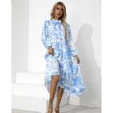 Nina Parker Graffiti Dress Retro Loose Long Sleeve Dress