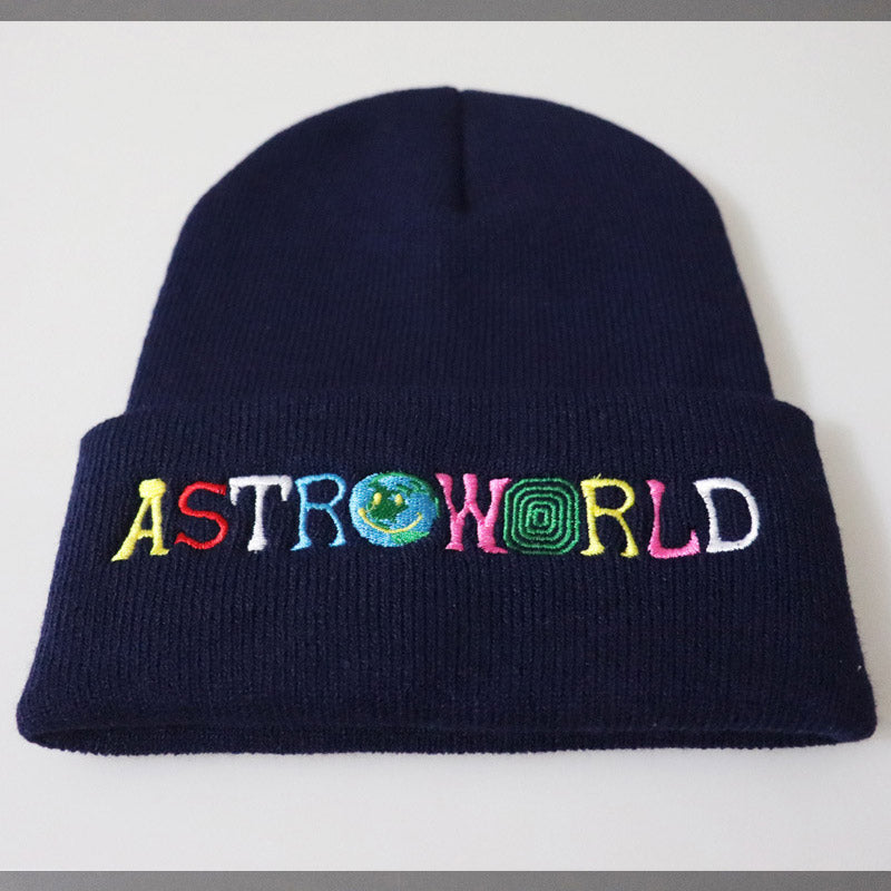 Travis Scott Astroworld Cap Color Embroidery Knitted Hat Pullover Men and Women Beanie Hat