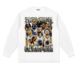 Stephen Curry Shirt Curry Portrait Printing round Neck Long Sleeve T-shirt Vintage Pure Cotton