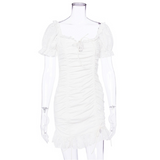 Mini Club Dresses French Sexy Women Square Collar Slimming Dress