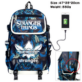 Stranger Things Backpack Printed Backpack USB Charging Schoolbag Computer Bag