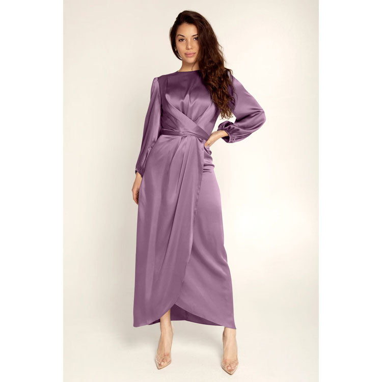 Mauve Dress Soft Waist Dress Satin Dress
