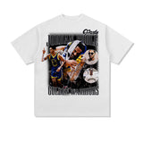 Jordan Poole Shirt Jordan Poole Basketball Star Print Short Sleeve Hip Hop Distressed round Neck