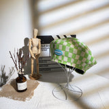 Check Beret Hat Knitted Thin Spring and Summer Leisure