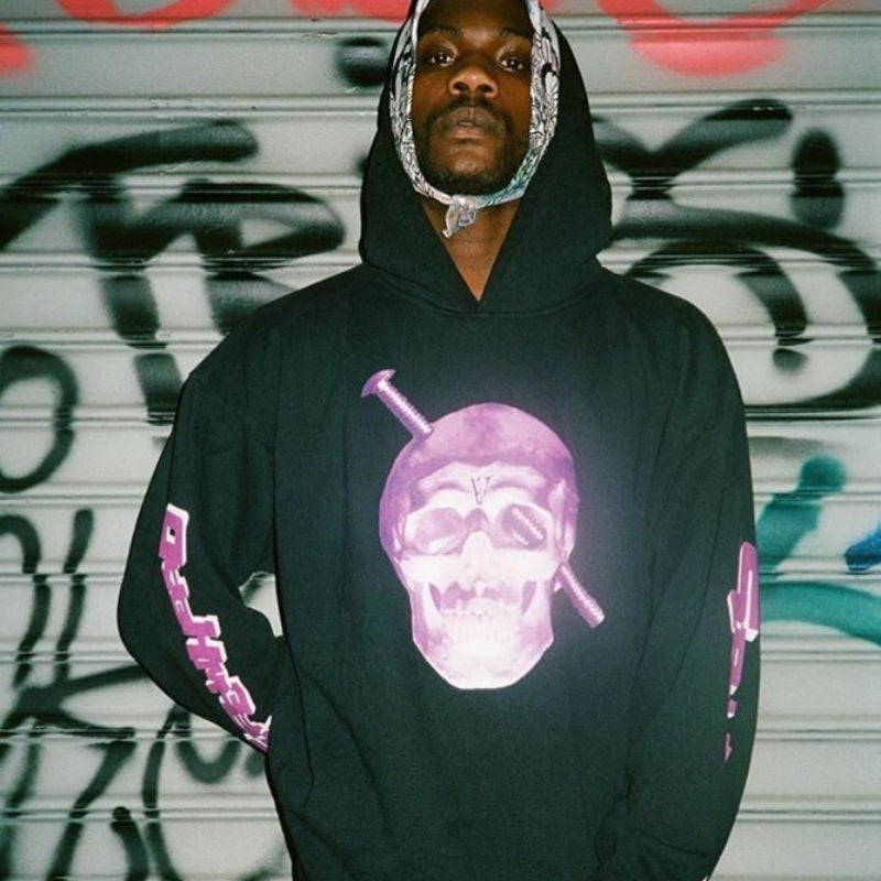 Bone Vlone Hoodie Skull Dissolved Purple Big V Hooded Sweater Men's and Women's Coats