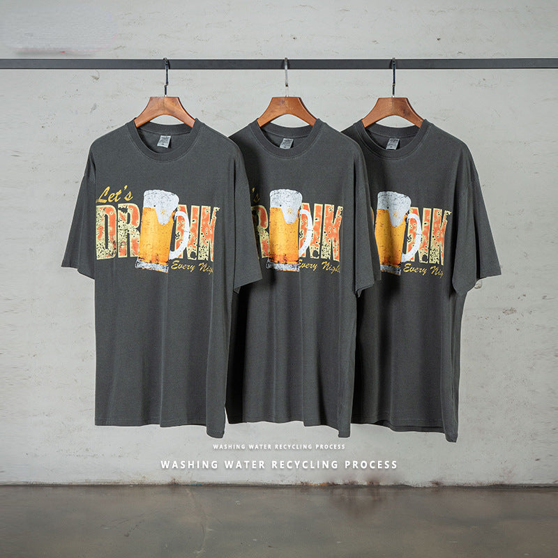 Preppy Aesthetic T Shirt Men's Summer Printed Short Sleeve Loose