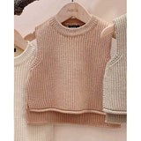 Autumn Rompers Knitted round Neck Sweater Vest Outer Wear