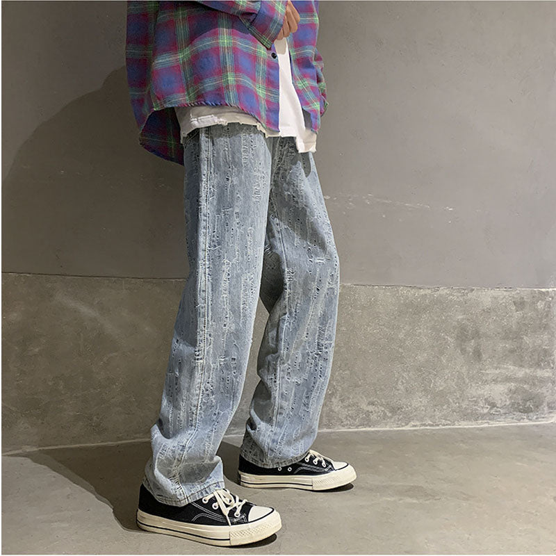 Kanye West Sunday Service Pant Vintage Scrape Jeans Men's Loose Straight