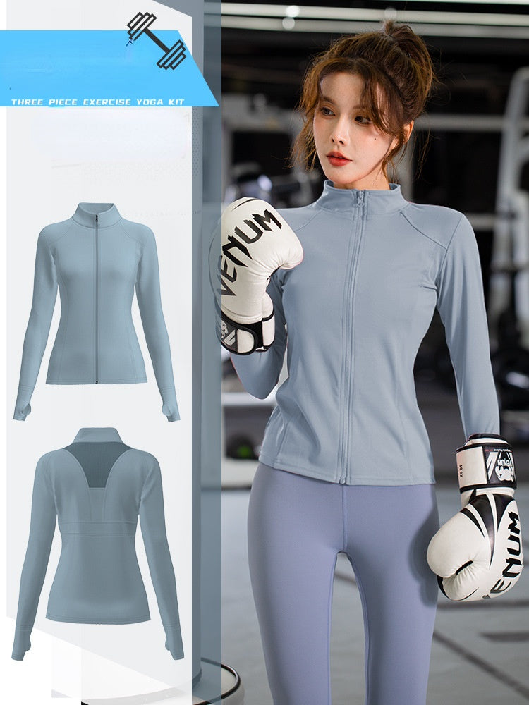 Moisture Wicking Hoodie Sports Jacket Women's Long Sleeve Stand Collar Zip-up Shirt Jacket