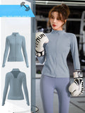 Moisture Wicking Hoodie Sports Jacket Women's Long Sleeve Stand Collar Zip-up Shirt Jacket