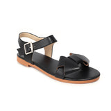 Flat Dress Sandals Summer Square Heel Retro Round Toe Large Size Hollow Buckle Casual Sandals