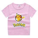 Children Pokemon Pikachu T Shirt Summer Short Sleeve Cotton Leisure Sports