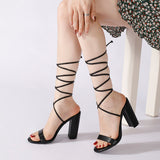 Nude Strappy Block Heels Summer Chunky High Heel Sandals