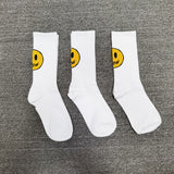 Drew House Smiley Face Printed Stockings Fashion Brand Leisure Cotton Mid-Calf Length Socks